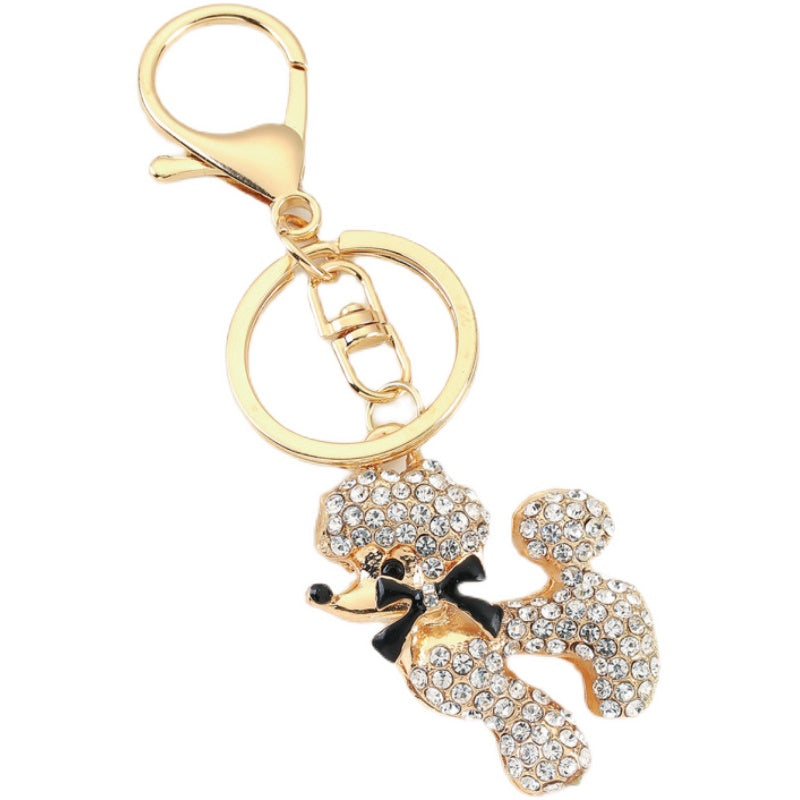 Llavero de coche de diamante de agua, zodiaco, perro pequeño, para mujer, Han