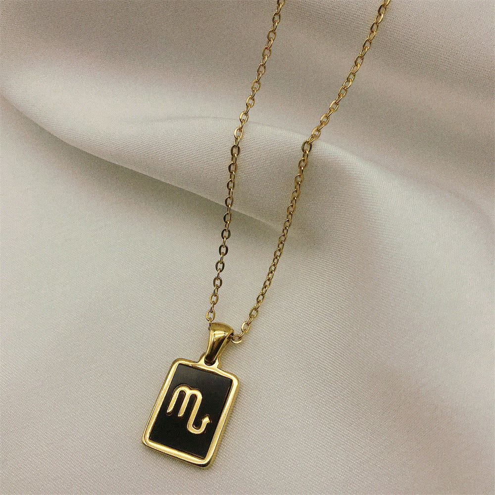 Square Plate Twelve Constellation Rune Necklace