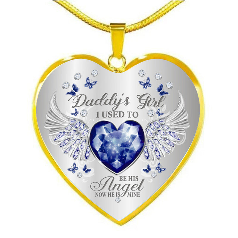 Collar de epoxy con colgante de corazón y alas de ángel con piedra de nacimiento de 12 colores