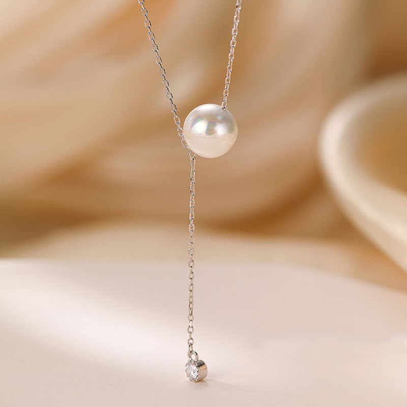 S925 Sterling-Silber Perlen-Quasten-Halskette für Damen