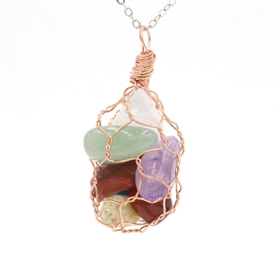 Crystal Seven Stone Winding Net Pendant