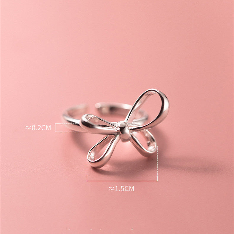 Anillo de plata S925 con lazo, joyería de mujer moderna y de línea sencilla