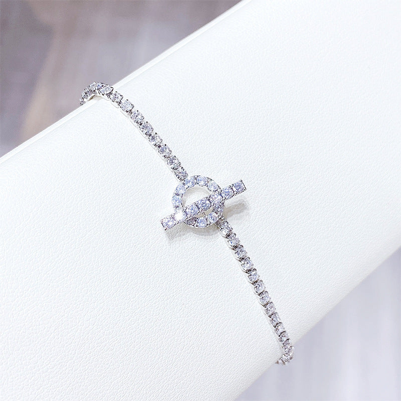 Pulsera de personalidad sencilla Pulsera de circonia cristalina de moda para mujer