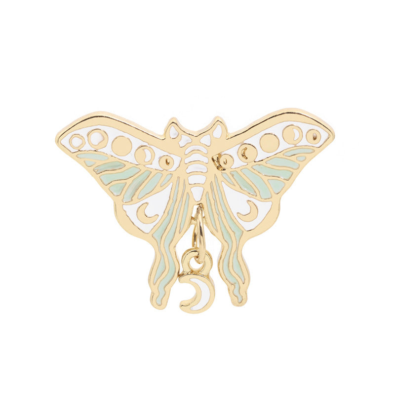 Broche de pintura con forma de mariposa y polilla con goteo de aceite creativo