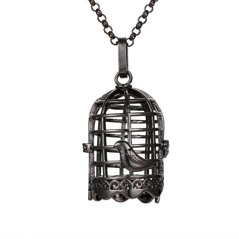 Collar hueco de aromaterapia con jaula de circonita, difusor de aceites esenciales, caja de perfume, accesorios antiguos para ropa tradicional Han