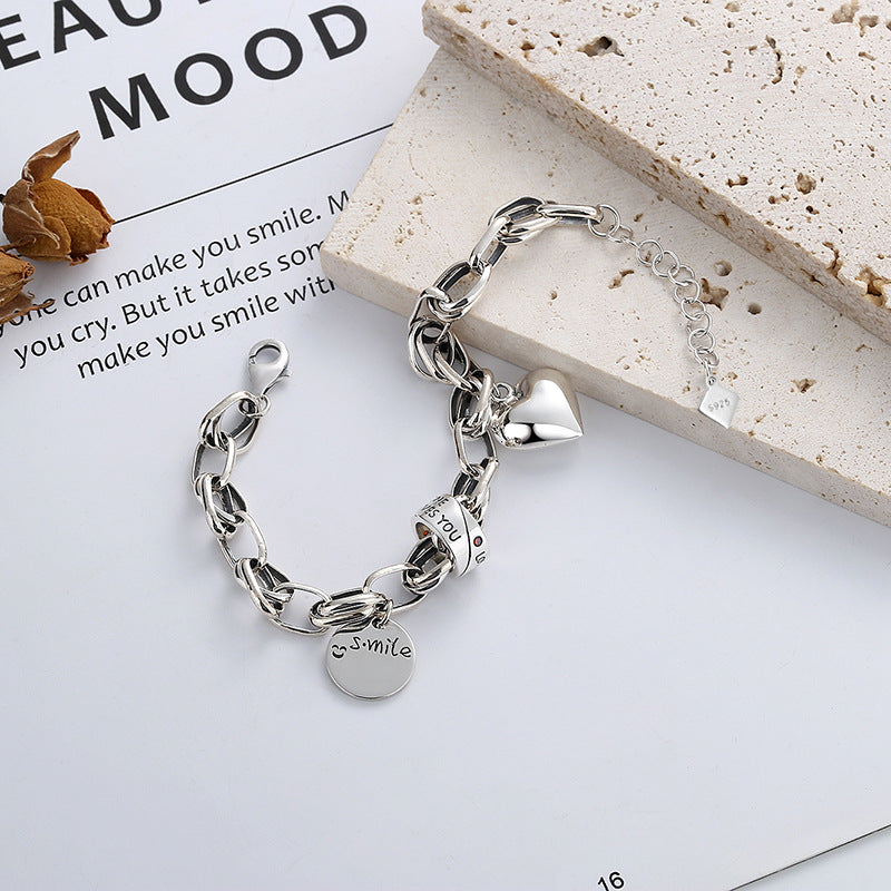 Retro Distressed Three-dimensional Heart Bracelet