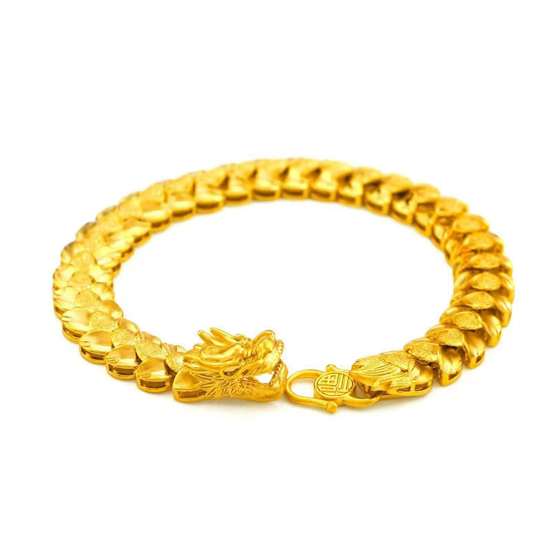 Domineering Dragon Placer Gold Bracelet Men's Paperback Buckle