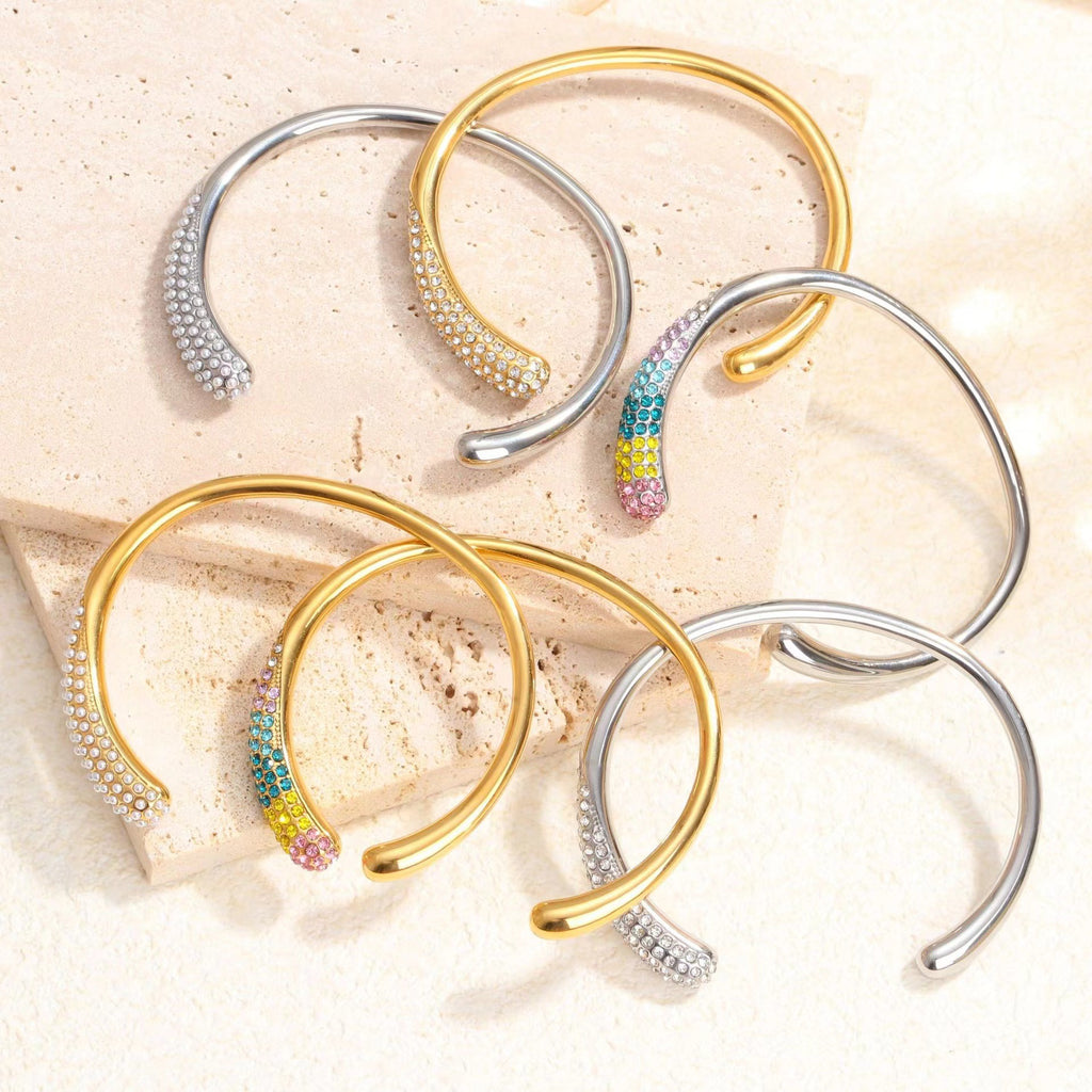 Farbiges Zirkonium-Vollbrillant-Armband aus Edelstahlguss