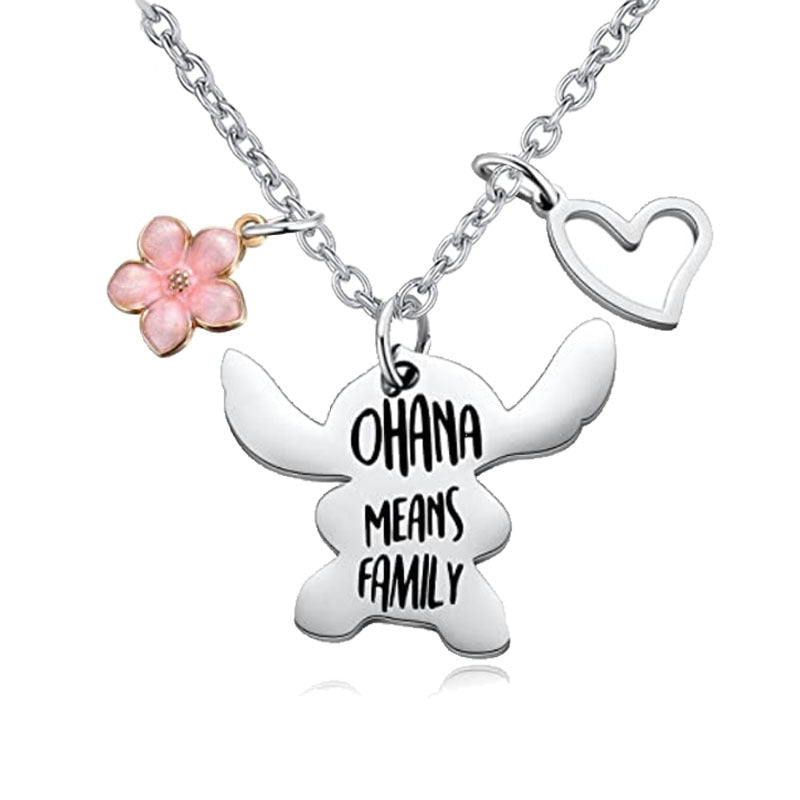 OHANA Means Family Halskette Edelstahl Schlüsselanhänger Anhänger