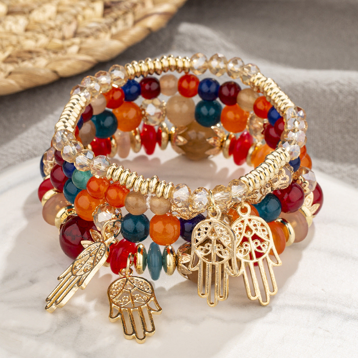 Pulsera bohemia, joyas creativas para mujer, Palma