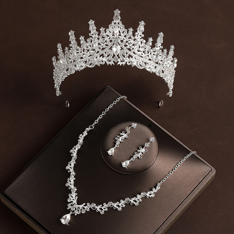 Retro atmosphärische Strass-Geburtstagskrone Haar-Accessoires dreiteiliges Set