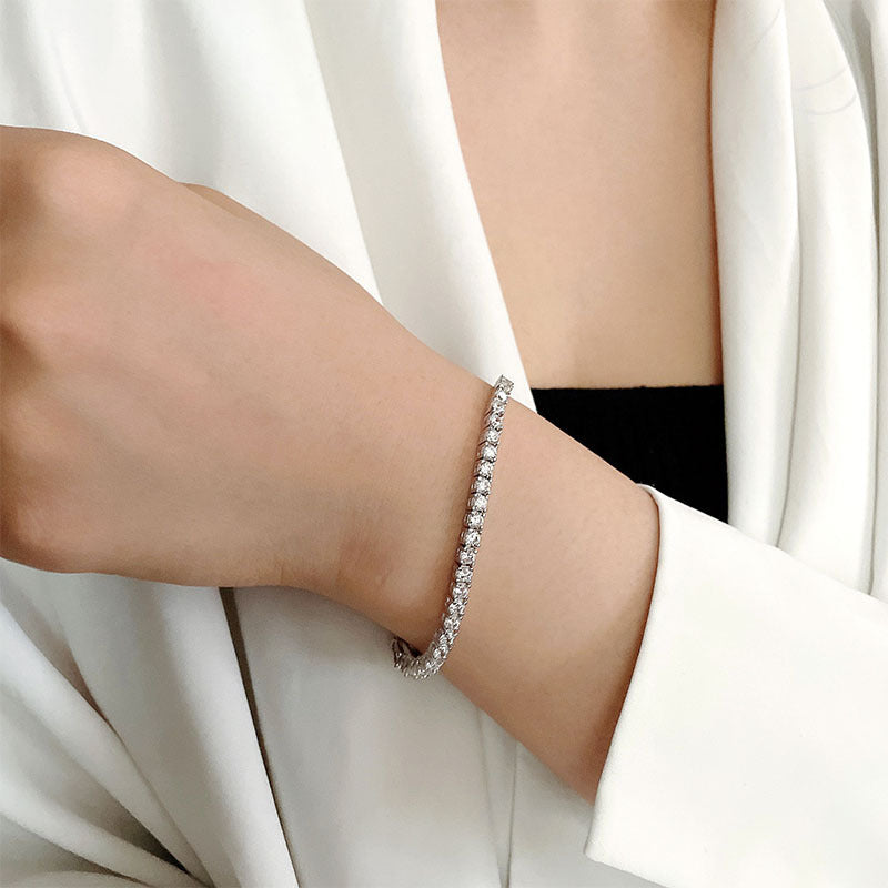 Moissanit Armband Tennis Kette 10 Punkte S925 Sterling Silber