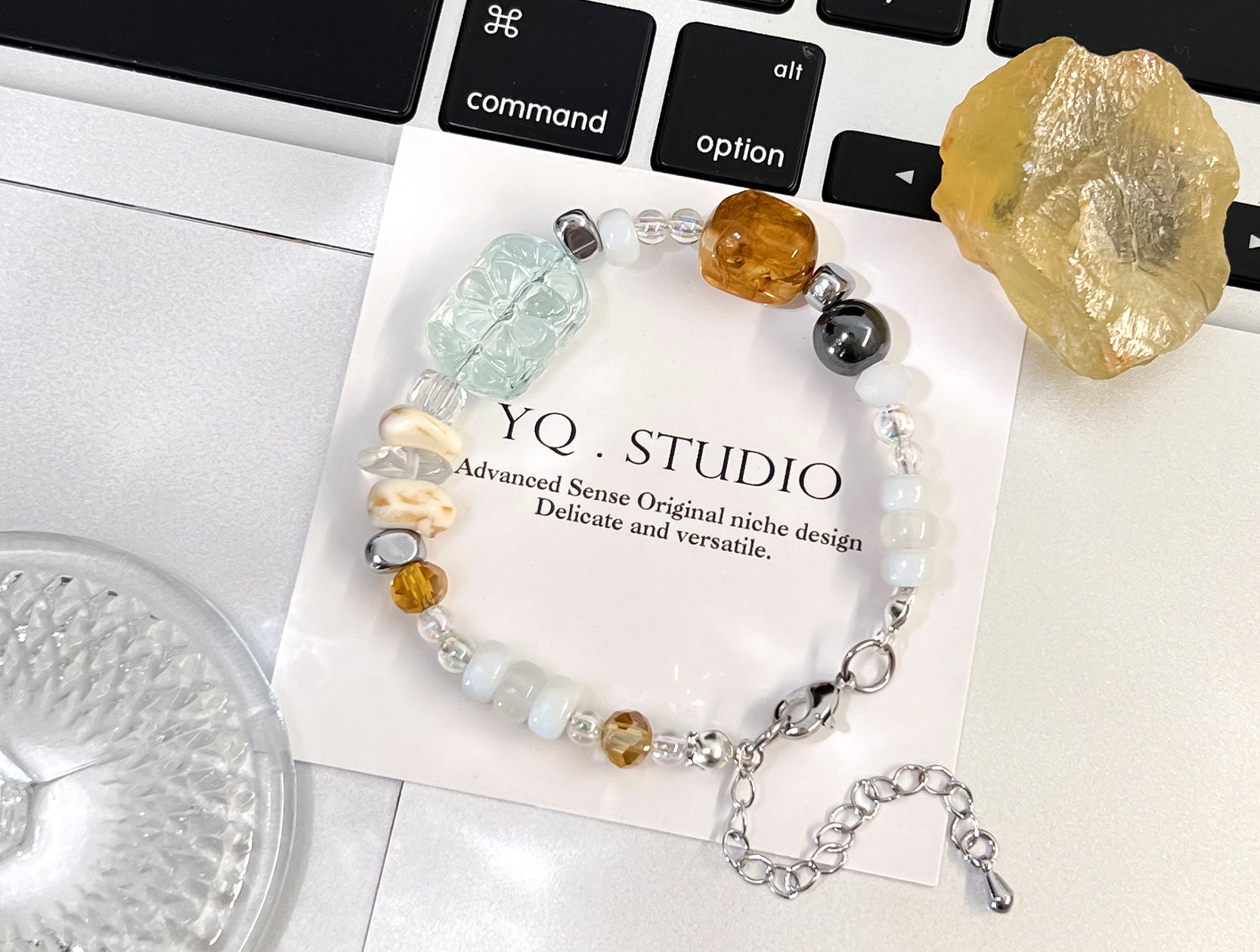 Weißes Dunhuang-Wüste-Sonne-Berg-Armband