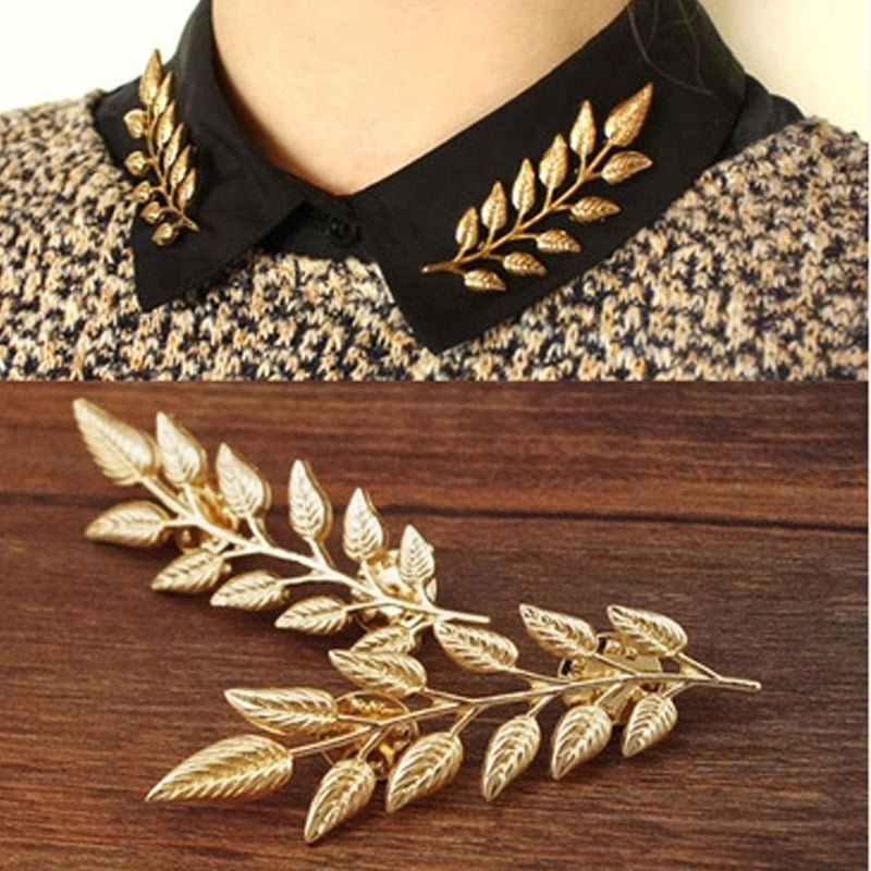 Elegante Blattbrosche, Anstecknadel für Hemdkragen, Anzugkragen-Schnalle, Corsage