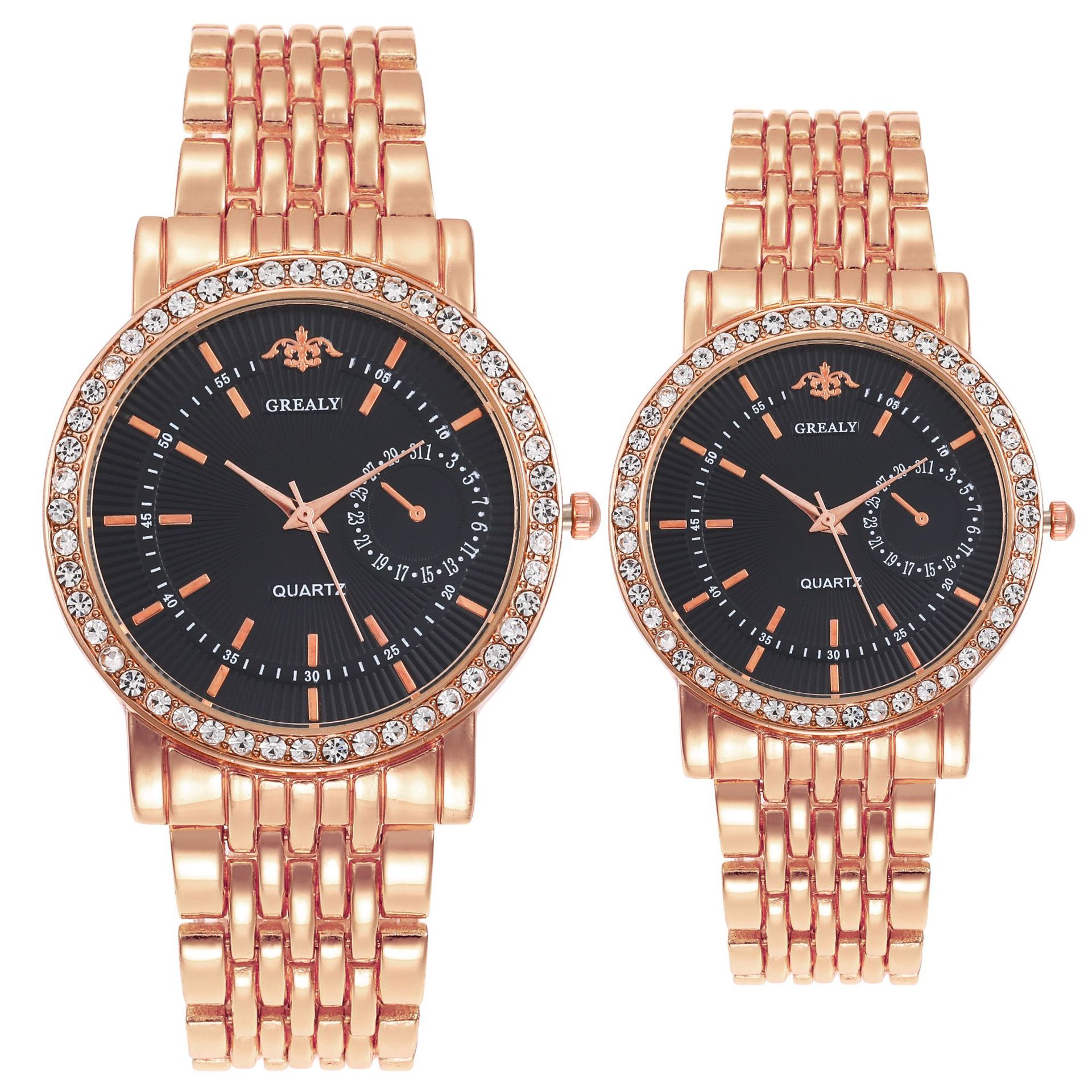 Reloj de pulsera clásico de negocios de lujo con diamantes para parejas