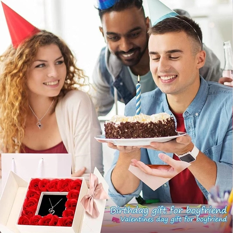 I Love You Projection Necklace Women's High-end Peach Heart