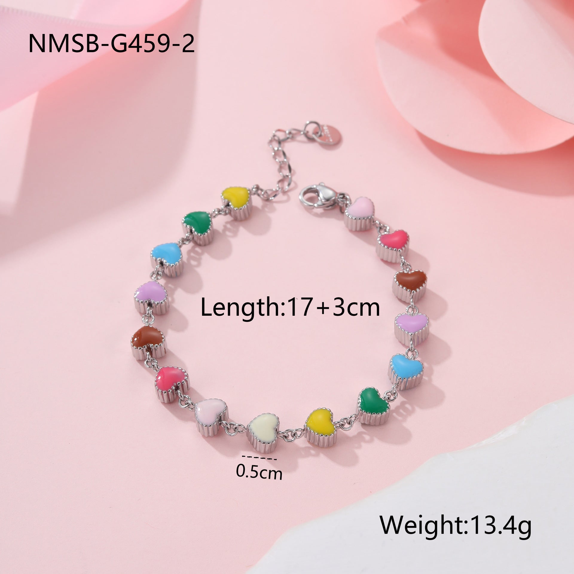 Collar de aceite colorido Pulsera de acero titanio con forma de corazón