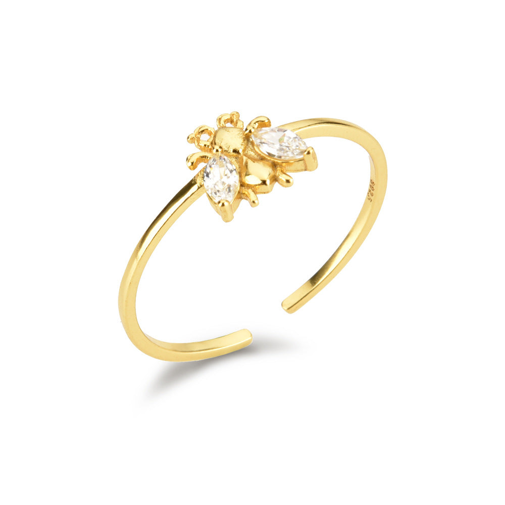 Verstellbarer Bienenstock-Ring aus Sterlingsilber, Lebhafter Mund, Feiner Schmuck