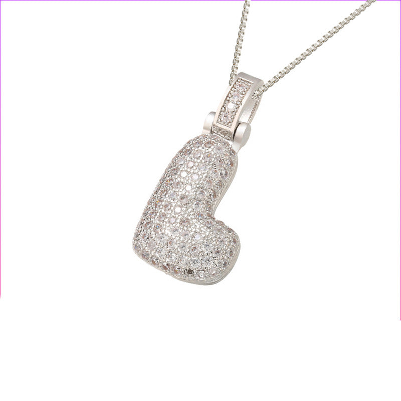 Schlüsselbeinkette Kupfer Mikro-intarsierte Zirkon 26 Buchstaben-Anhänger-Halskette für Frauen Geburtstag Schmuck Geschenke