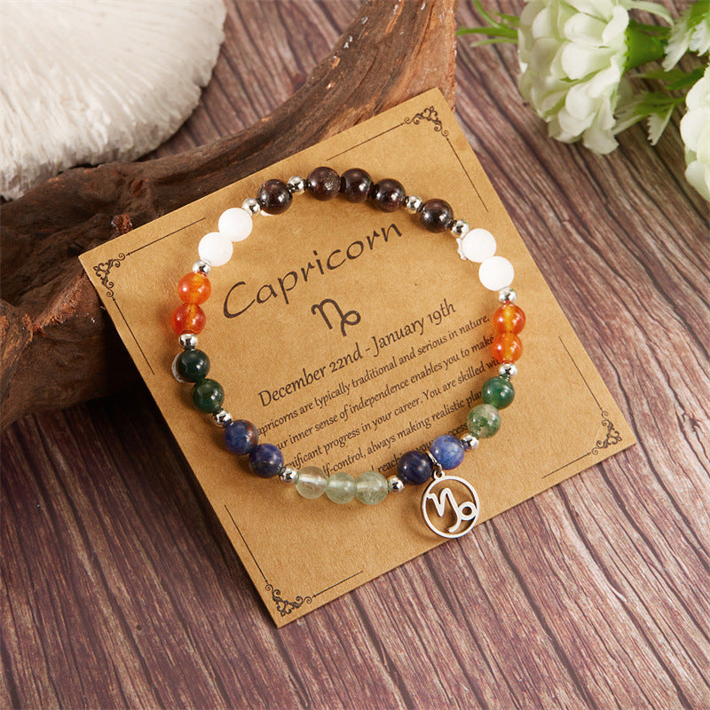Pulsera de amatista con cuentas y doce constelaciones