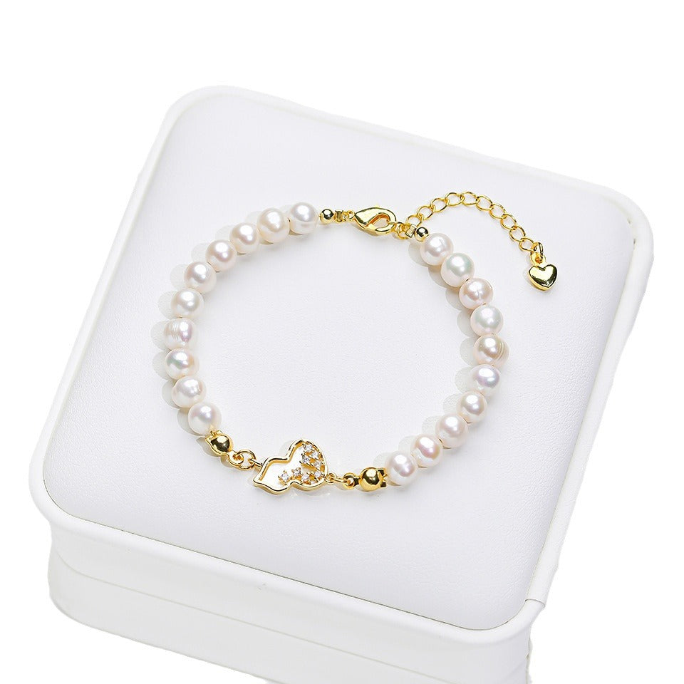 Pearl Bracelet Female Fritillary Butterfly Clover Ornament