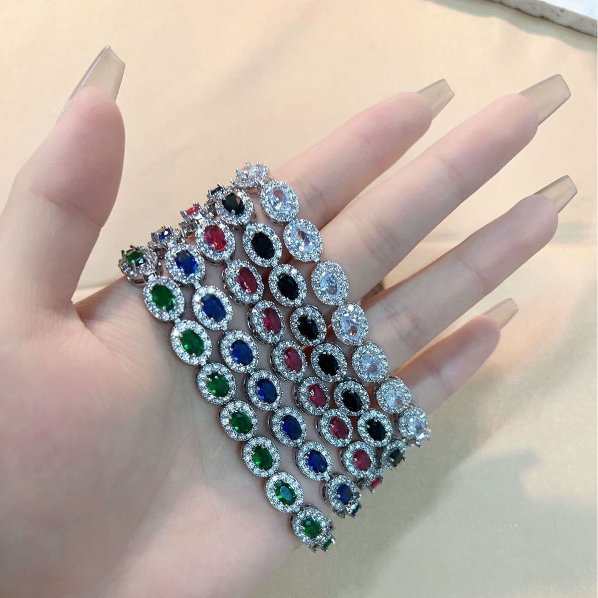 Oval Diamond Zircon Colorful Women's Bracelet