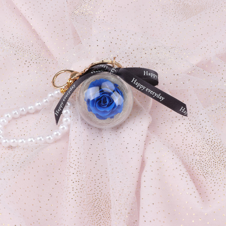 Rose Perianth Pearl Car Hanging Keychain