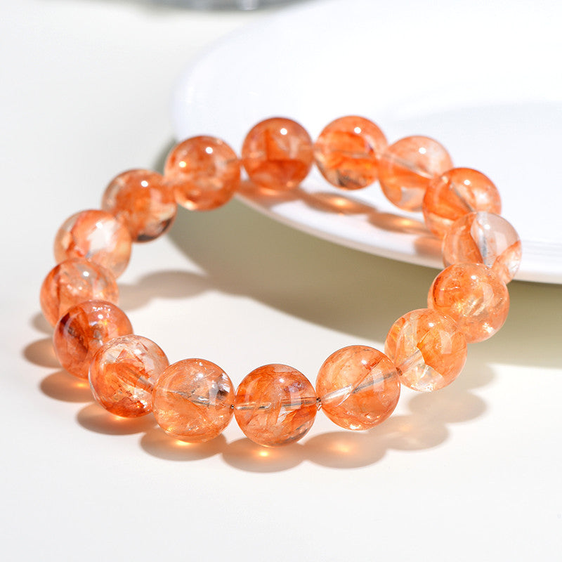 Natural 7A Grade Citrofortunella Microcarpa Red Sealant Flower Ball Bracelet