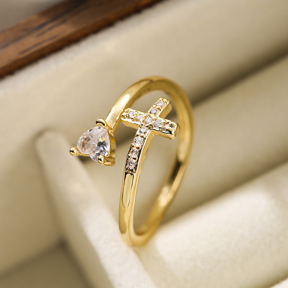 Neue Mode klare glänzende Zirkonia Kreuz Böses Auge Ringe für Frauen Mädchen Finger Accessoires Party Schmuck Geschenk