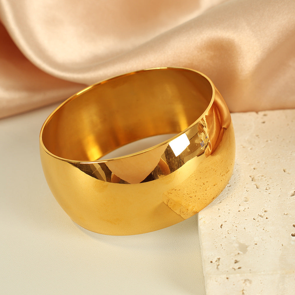 Metal Glossy Surface Simple Bracelet Wide Face
