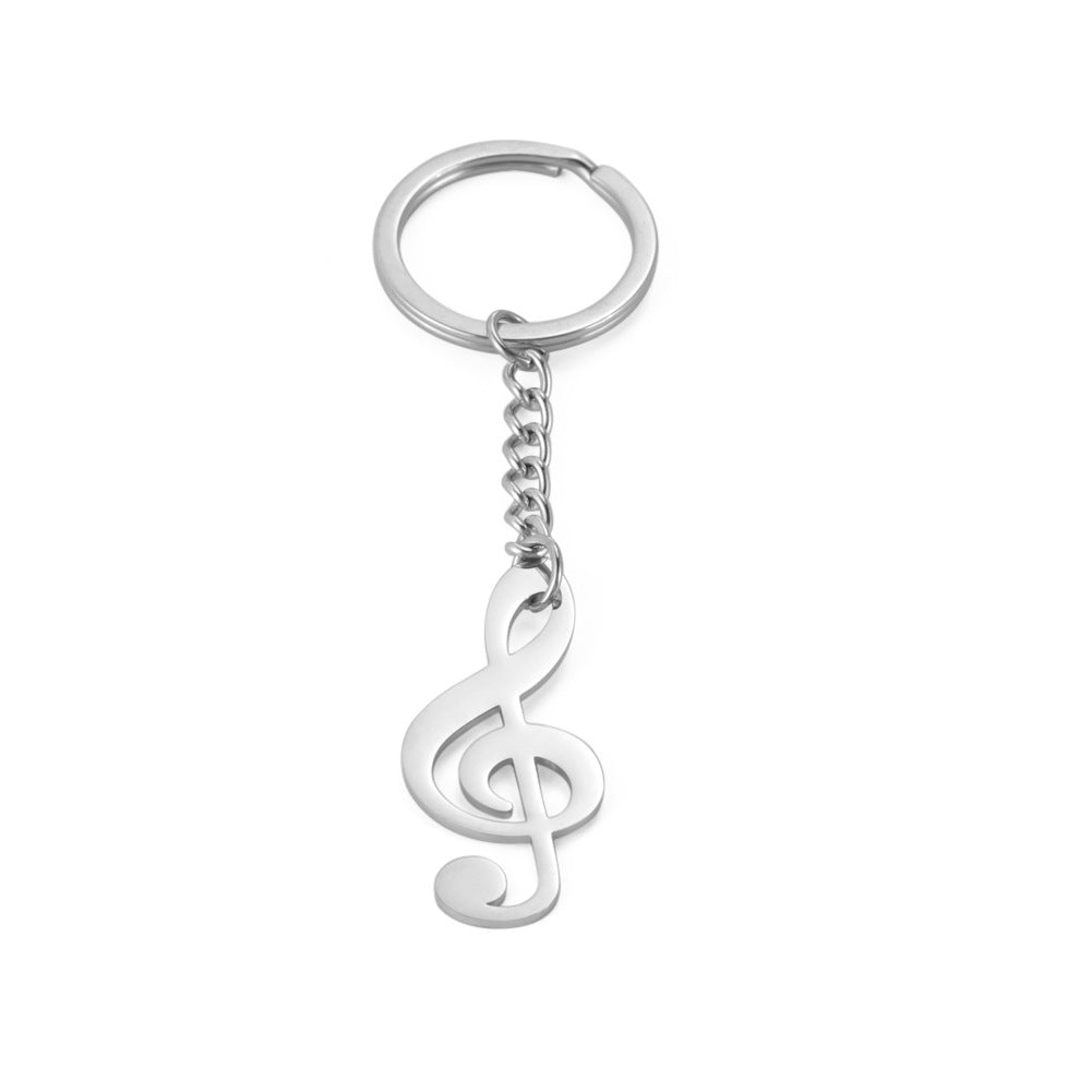 Llavero de acero inoxidable con colgante de nota musical para estudiantes de música, diseño versátil y amor por la música