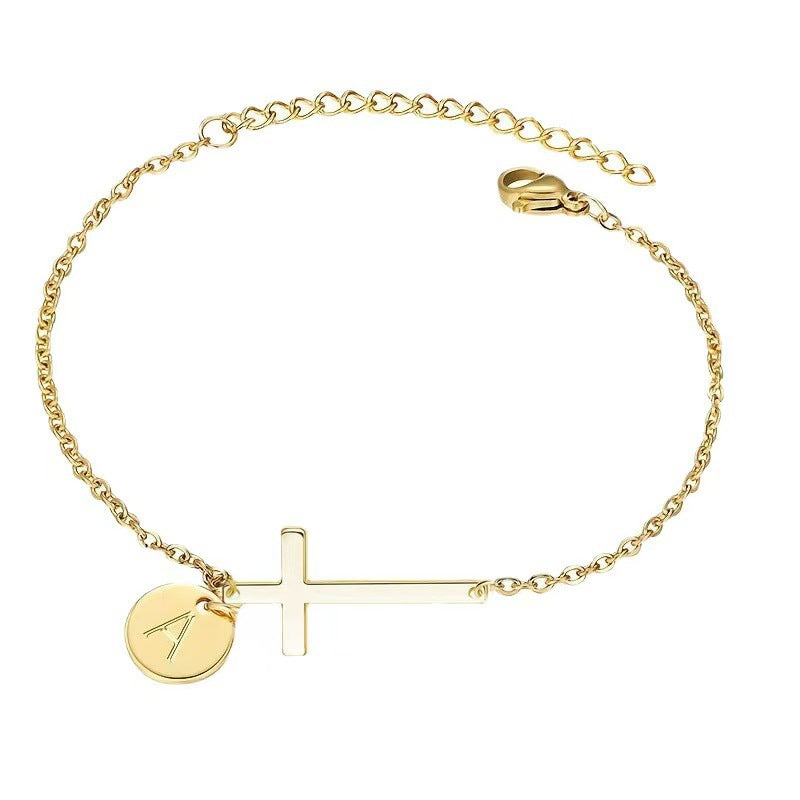 Runde 26 Buchstaben Neues Damen-Kreuz-Armband Damen