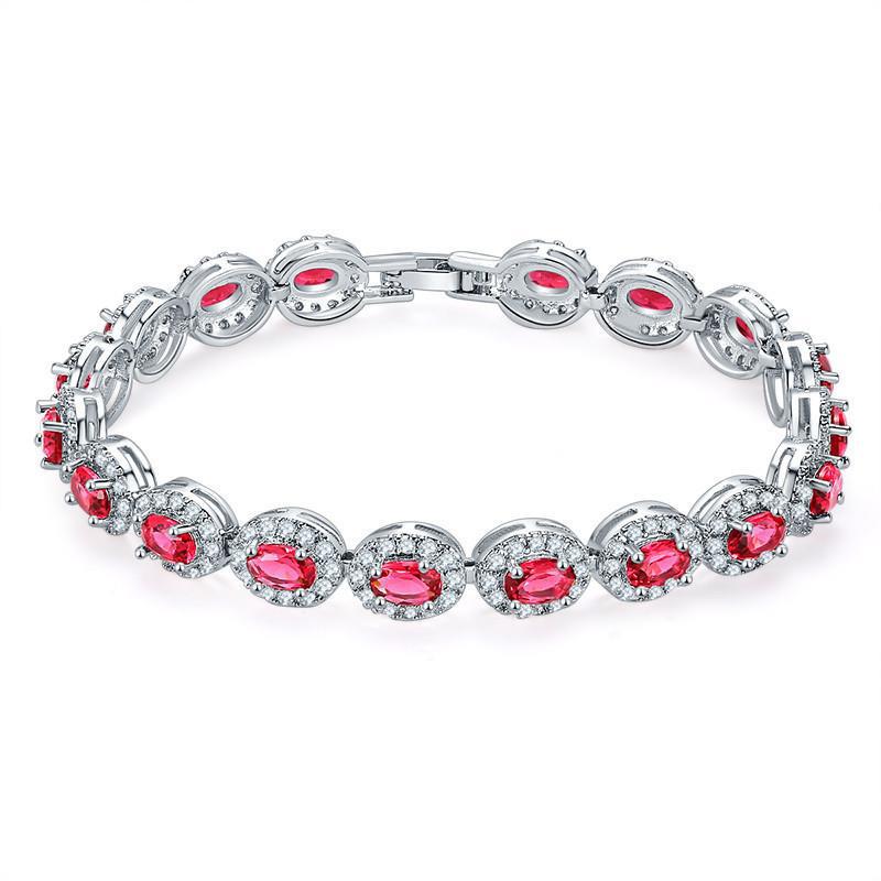 Oval Diamond Zircon Colorful Women's Bracelet
