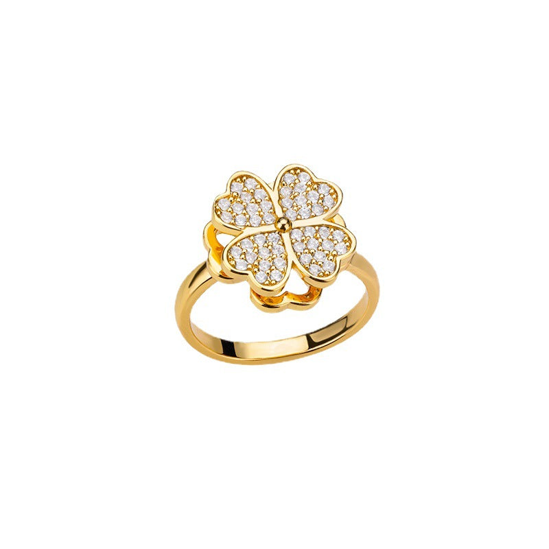 Anillos giratorios de flores con diamantes de imitación, anillo de descompresión antiestrés, moderno