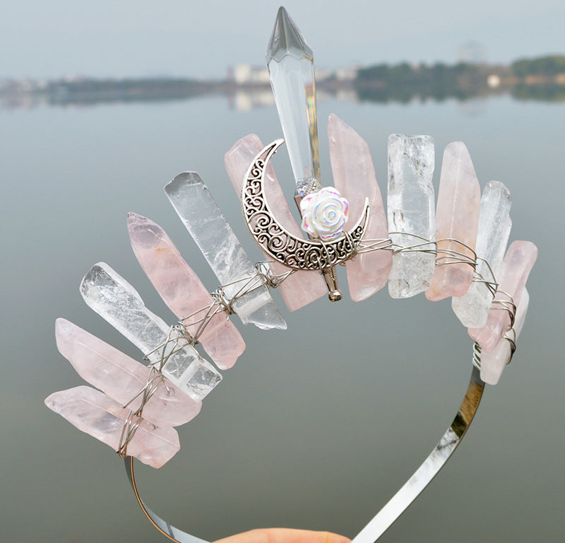 Natürliche Kristall-Säule, handgefertigte Kronen-Haaraccessoires