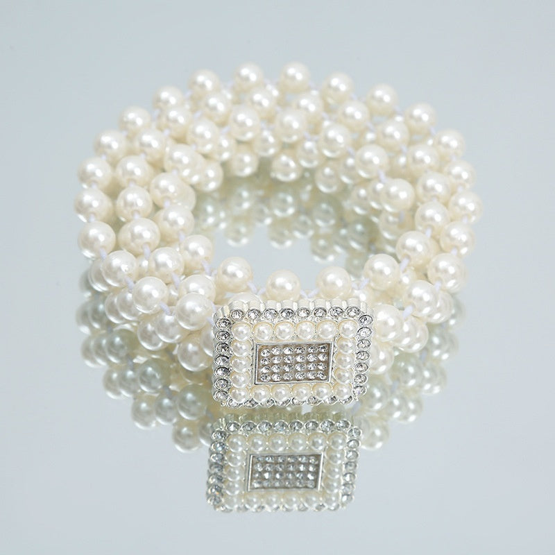 Joyería de moda para mujer, cadena de cintura con perlas blancas