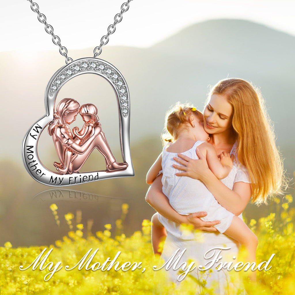 Mutter-Tochter-Halskette 925 Sterling Silber Gravur "Meine Mutter, meine Freundin" Schmuck Muttertagsgeschenke Geburtstagsgeschenke für Mama von Tochter