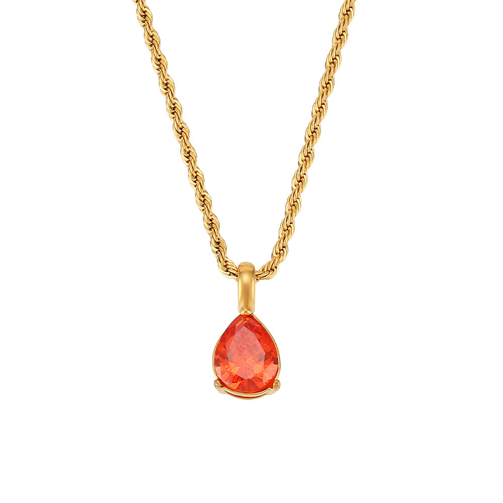 Ins Fashion Retro Stainless Steel Niche Drop Diamond Necklace