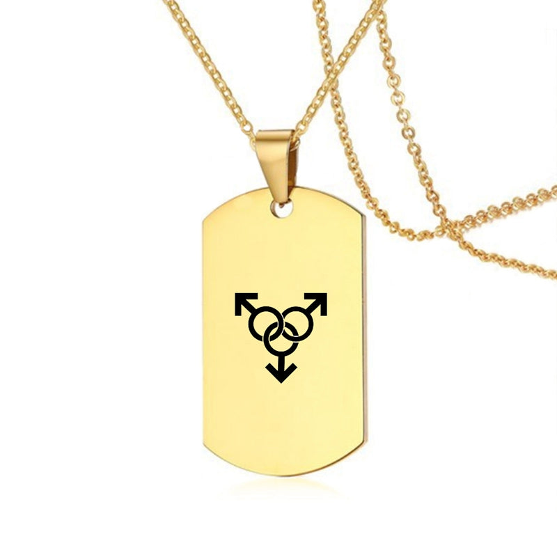 Edelstahl LGBT ID Halskette Schmuck Gravieren Gay Lesbian Transgender Symbol Hundemarken Halsketten für Männer Frauen