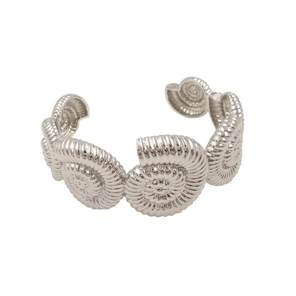 Novel And Unique Snail Shell Shape 18K Gold Plated Brass Silver Open-ended Bracelet