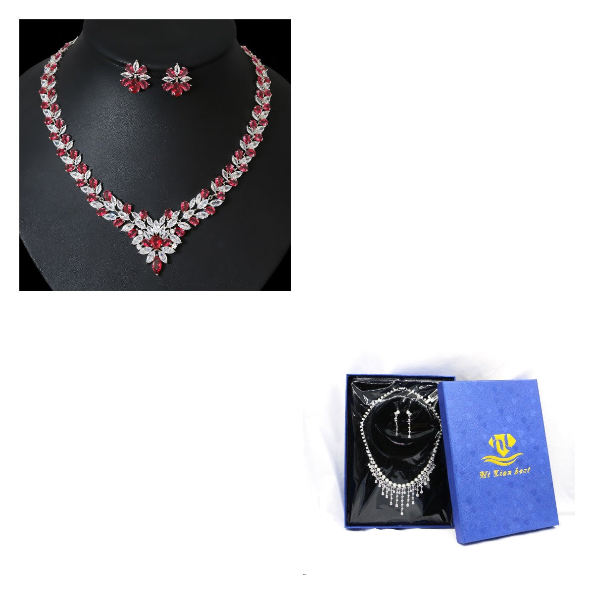 Elegantes Eiskristall-Ohrring-Zirkon-Halsketten-Set