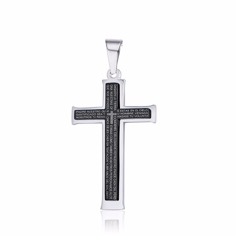 Double Cross Herren Titan Halskette Edelstahl Anhänger Schmuck