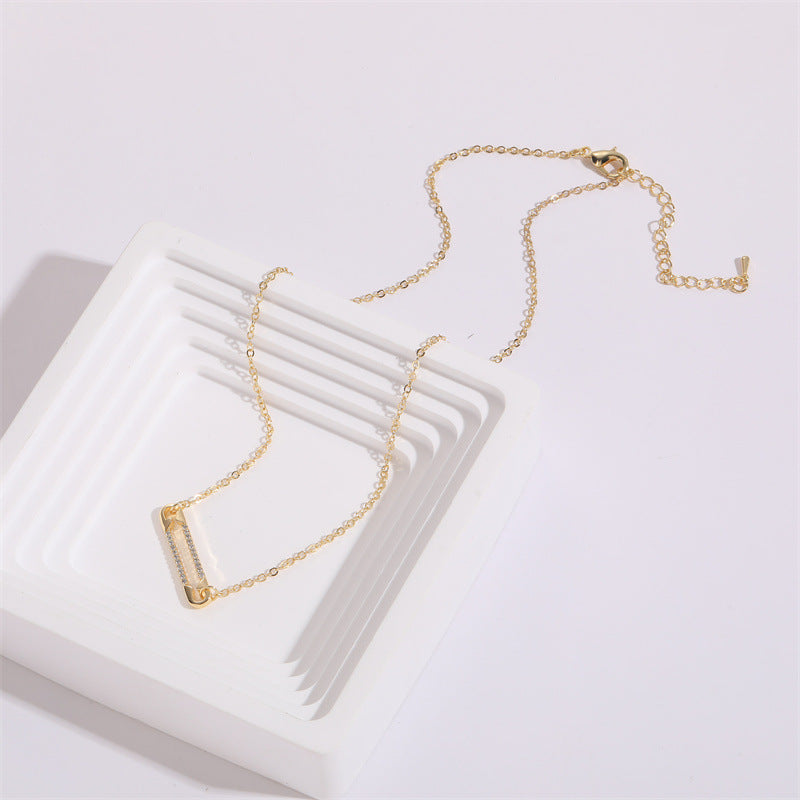 Colgante de circonita con broche, diseño personalizado, collar versátil de 14k