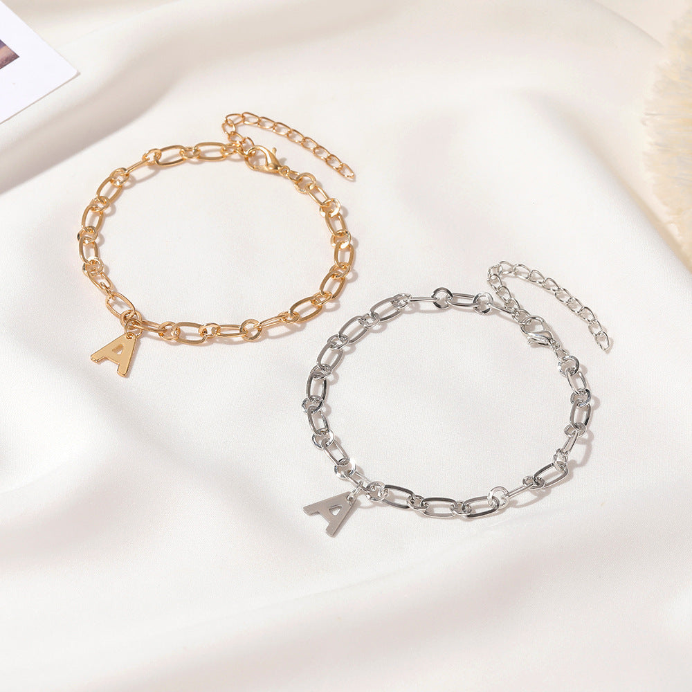 Tobillera con letras inglesas incrustadas de diamantes brillantes para mujer