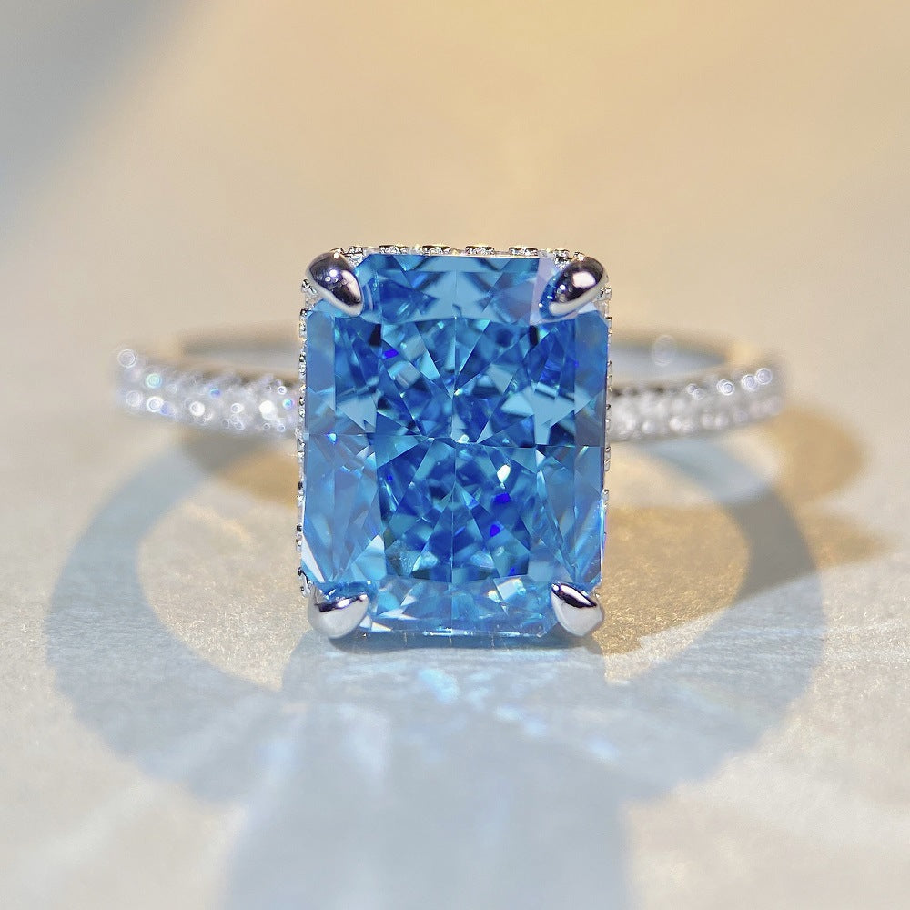 S925 Sterling Silberring Damen High Carbon Diamant