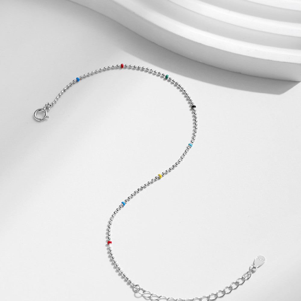 S925 Sterling Silver Japanese And Korean Ins Style Colorful Beads