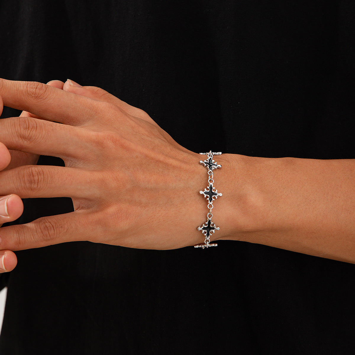 Hip Hop Niche Oil Dripping Cross Bracelet Men's Fashion