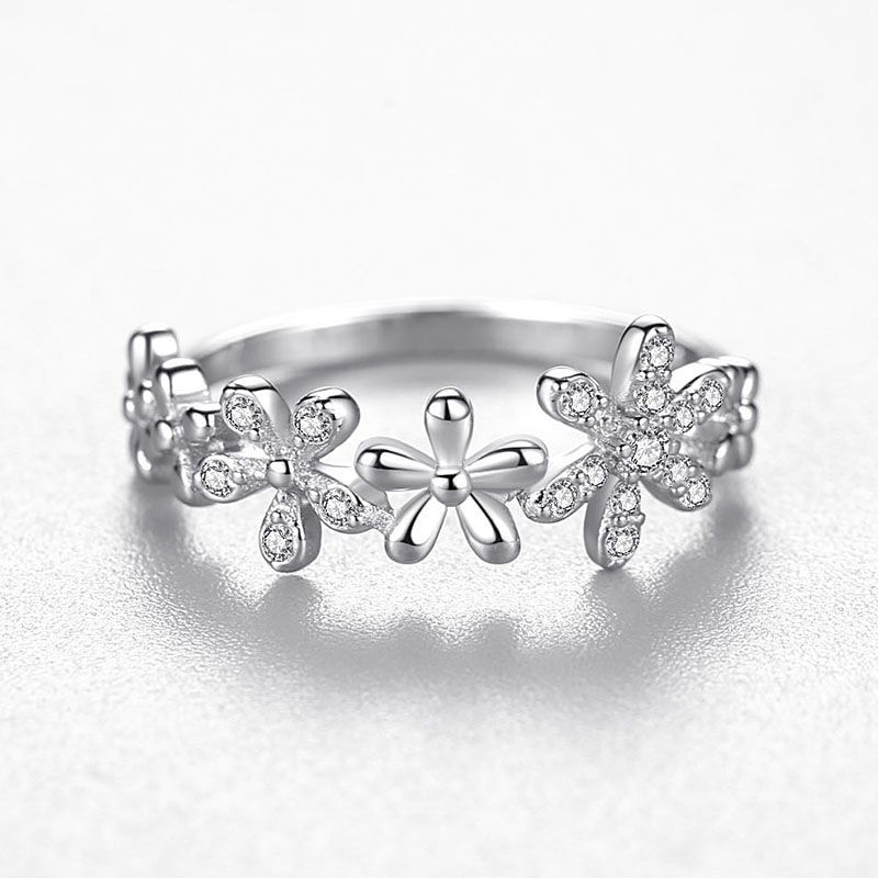 Sterling Silver Ring Female Korean Fashion Light Luxury Micro Diamond Ring