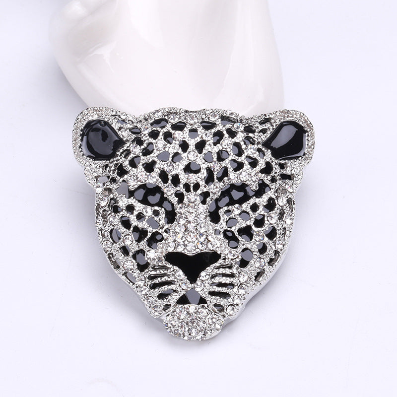 Vintage Mode Strass Leopardkopf Legierung Brosche