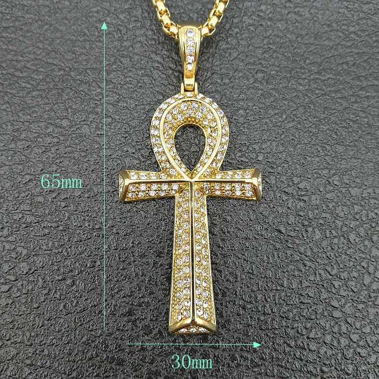 Herren ägyptischer Ankh-Kreuz-Anhänger mit Edelstahlkette